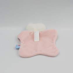 Doudou plat chat blanc rose coeurs SUCRE D'ORGE