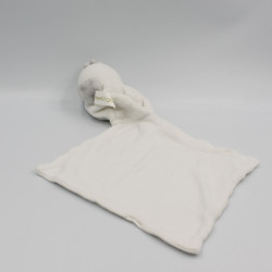 Doudou plat oiseau blanc gris mouchoir BERLINGOT