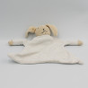 Doudou plat hochet lapin marron blanc éponge KIMBALOO