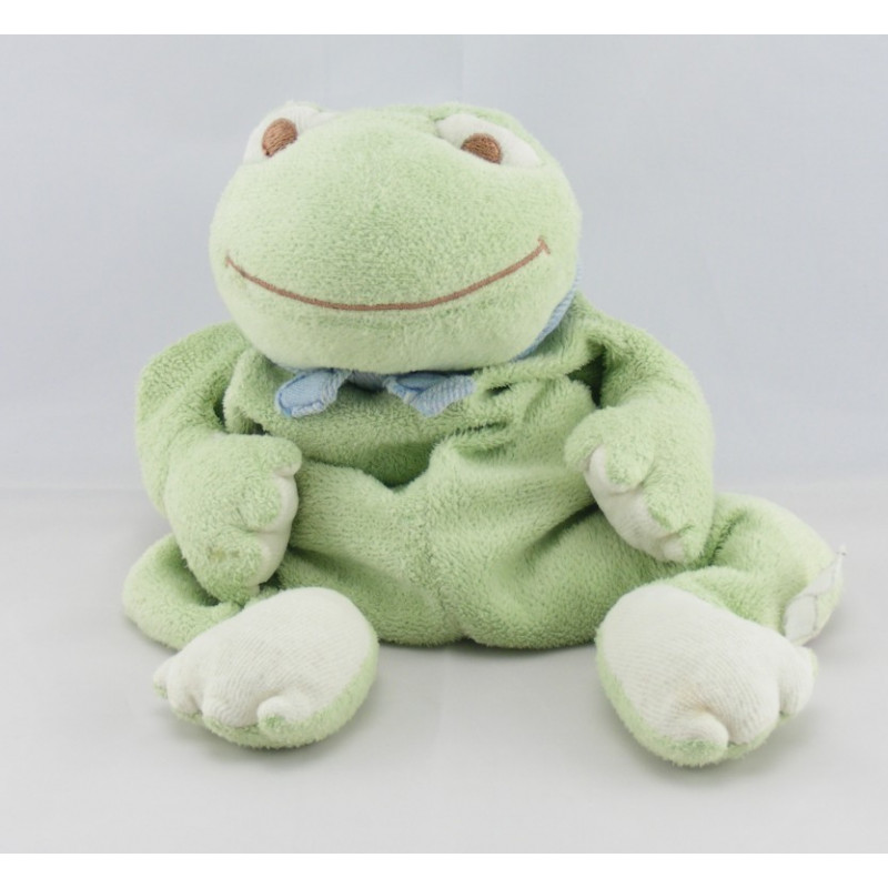 Doudou grenouille verte foulard bleu BENGY