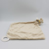 Doudou plat mouchoir Bono le singe beige foulard jaune NOUKIE'S