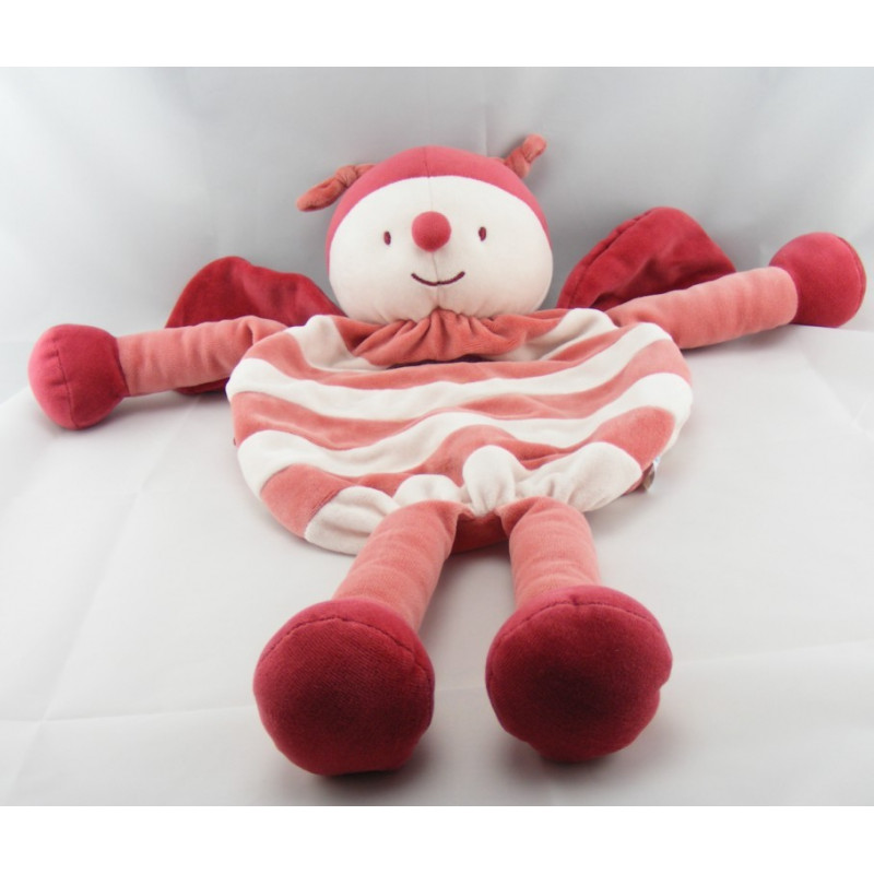 Doudou abeille papillon rouge mouchoir Cajou SUCRE D'ORGE