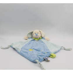 Doudou plat chien bleu foulard vert MOTS D'ENFANTS