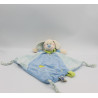 Doudou plat chien bleu foulard vert MOTS D'ENFANTS