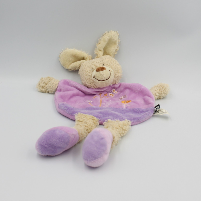 Doudou plat lapin rose mauve violet mouton TEX BABY