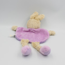 Doudou plat lapin rose mauve violet mouton TEX BABY