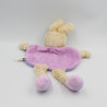 Doudou plat lapin rose mauve violet mouton TEX BABY