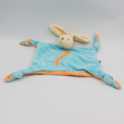 Doudou plat lapin bleu orange chiffre 1 KALOO