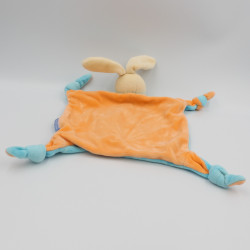 Doudou plat lapin bleu orange chiffre 1 KALOO