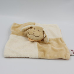 Doudou plat mouton agneau beige blanc foulard orange BENGY