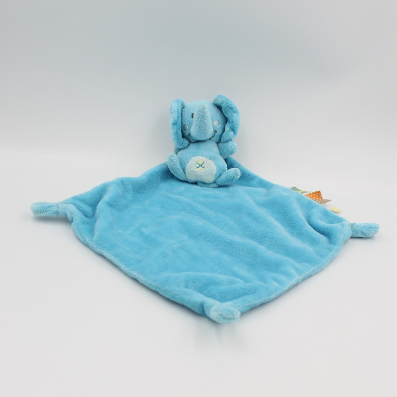 Doudou plat éléphant bleu NICOTOY