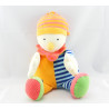 Doudou semi plat clown arlequin orange bleu BABYSUN