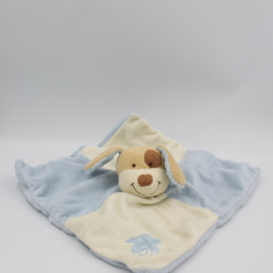 Doudou plat chien bleu blanc fleur NICOTOY