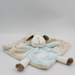 Doudou plat mouton blanc bleu beige Z'animaux KIMBALOO