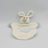 Doudou plat lapin blanc bleu NIF NIF EVEIL ET TENDRESSE