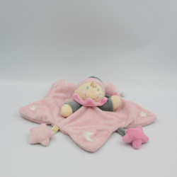 Doudou plat étoile lutin poupée rose gris lune étoiles POMMETTE