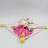 Doudou plat vache rose gris rayé foulard vert NICOTOY