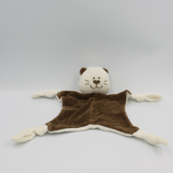 Doudou plat chat marron blanc SIPLEC