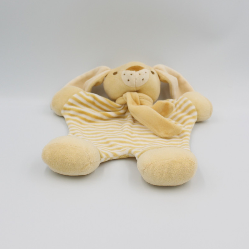 Doudou plat lapin rayè beige CMP CREDIT AGRICOLE