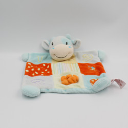 Doudou plat vache bleu patchwork 123 ORCHESTRA