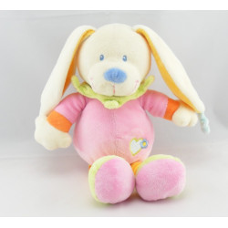 Doudou lapin rose orange coeur brodé NICOTOY