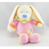 Doudou lapin rose orange coeur brodé NICOTOY