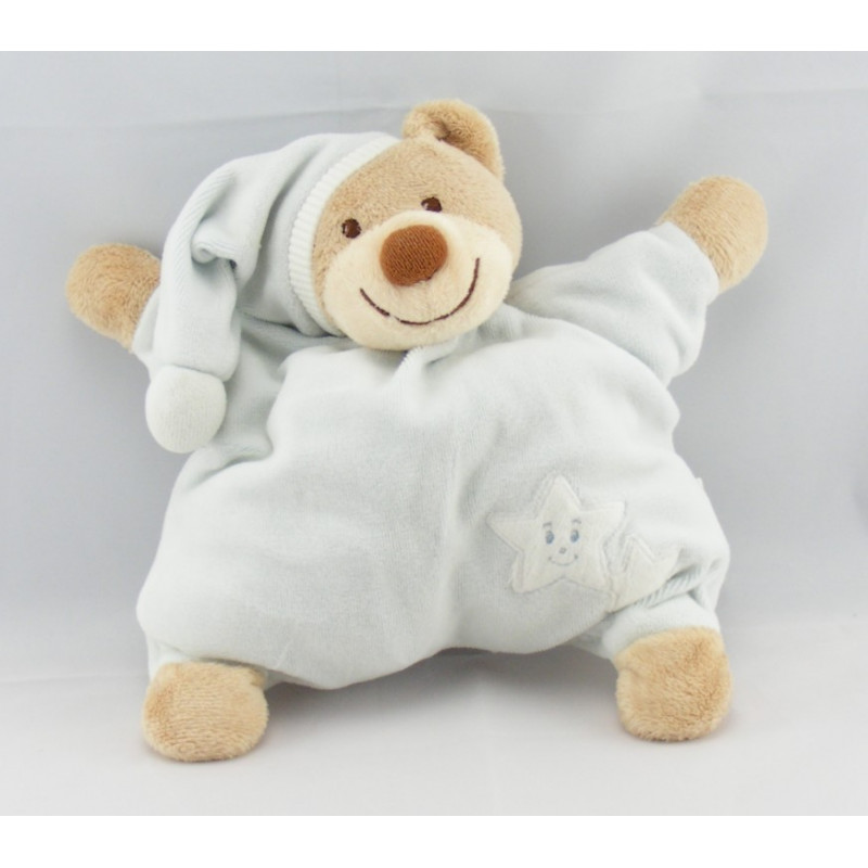 Doudou semi plat bleu ours lune étoile NATTOU