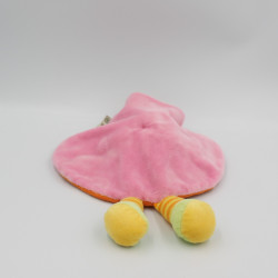 Doudou Plat rond ours orange coeur bleu NICOTOY