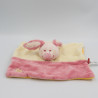 Doudou plat lapin rose blanc orange fleur TEX BABY