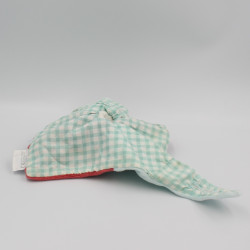 Doudou plat chien rouge bleu attache tétine TEX BABY