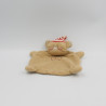 Doudou plat souris beige bonnet rayé rouge coeur ABSORBA LOT DE 2