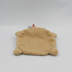 Doudou plat souris beige bonnet rayé rouge coeur ABSORBA