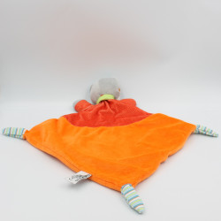 Doudou plat chat rouge orange pois chat brodé MOTS D'ENFANTS