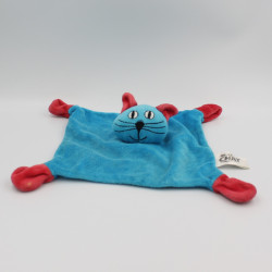 Doudou plat Le Chat bleu rouge
