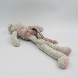 Doudou chat gris rose longues pattes GERCA