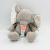 Doudou éléphant gris orange bleu mauve Bubbles NATTOU