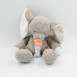 Doudou éléphant gris orange bleu mauve Bubbles NATTOU