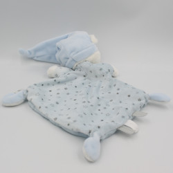 Doudou plat ours blanc bleu étoiles NICOTOY SIMBA TOYS