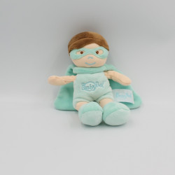 Doudou poupée super héros bleu cape BABY NAT