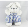 Doudou lapin salopette carreaux bleu TARTINE ET CHOCOLAT