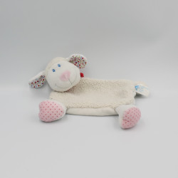 Doudou plat mouton blanc bandanas rouge imprimé fleur TEX
