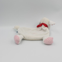 Doudou plat mouton blanc bandanas rouge imprimé fleur TEX