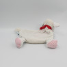 Doudou plat mouton blanc bandanas rouge imprimé fleur TEX