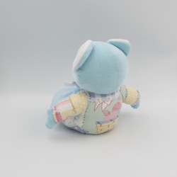 Peluche doudou ours bleu rose beige tablier