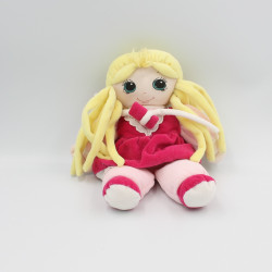 Doudou poupée chiffon rose nattes blondes