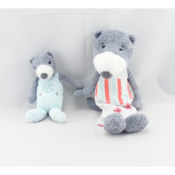 Doudou plat loup gris CARRE BLANC