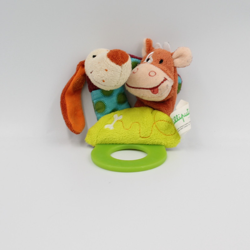 Doudou hochet chien Jef vache Vicky LILLIPUTIENS