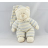 Doudou plat ours écru rayé bleu NICOTOY