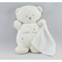 Doudou semi plat ours blanc coeur KIABI