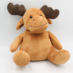Doudou peluche elan renne cerf marron